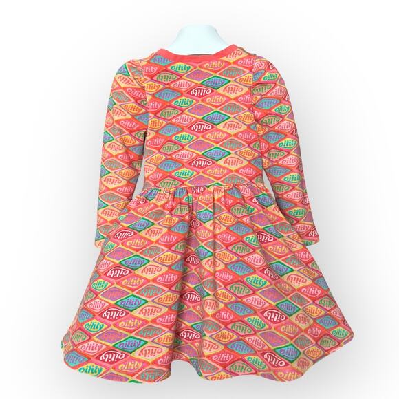 Oilily Organic Cotton Puff Sleeve Logo Dress and Scarf, Size 104 (4T), Orange - Picture 5 of 16
